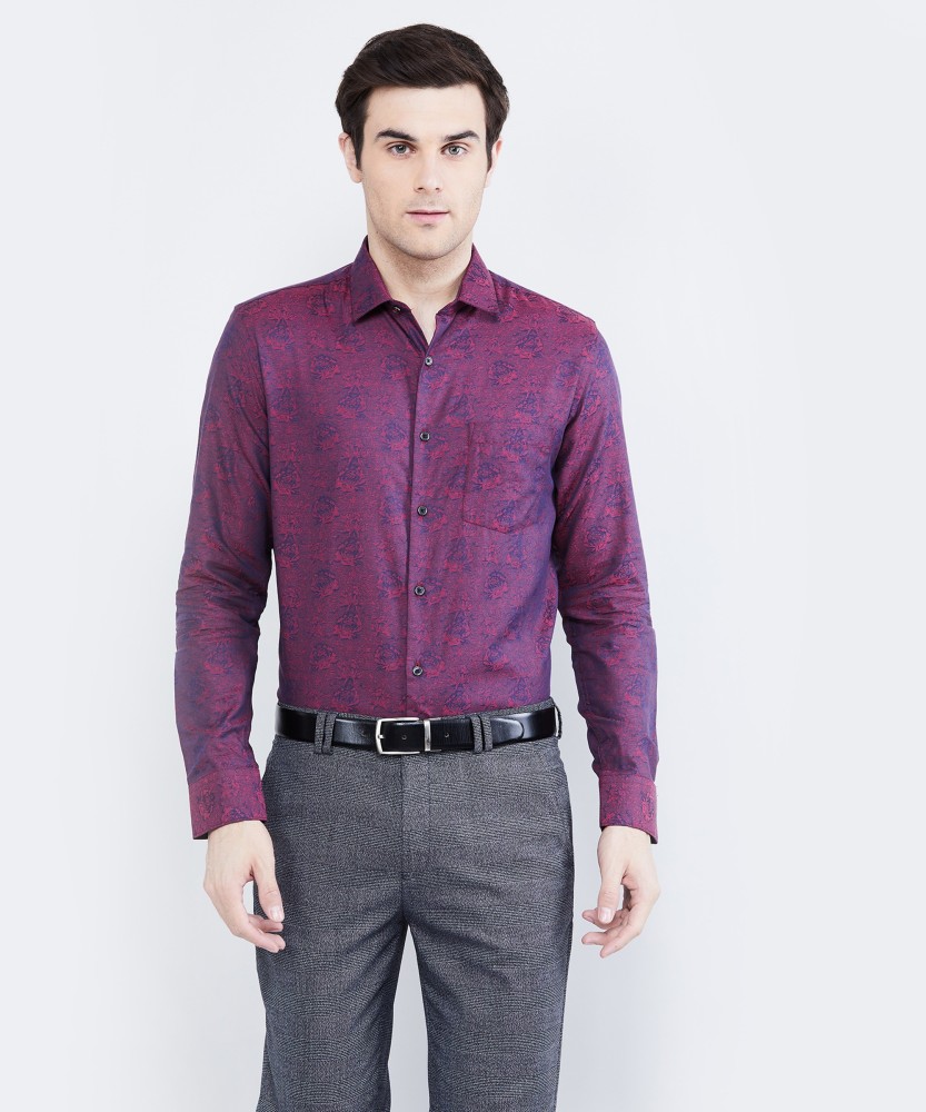 Buy Men Purple Slim Fit Print Full Sleeves Formal Shirt Online