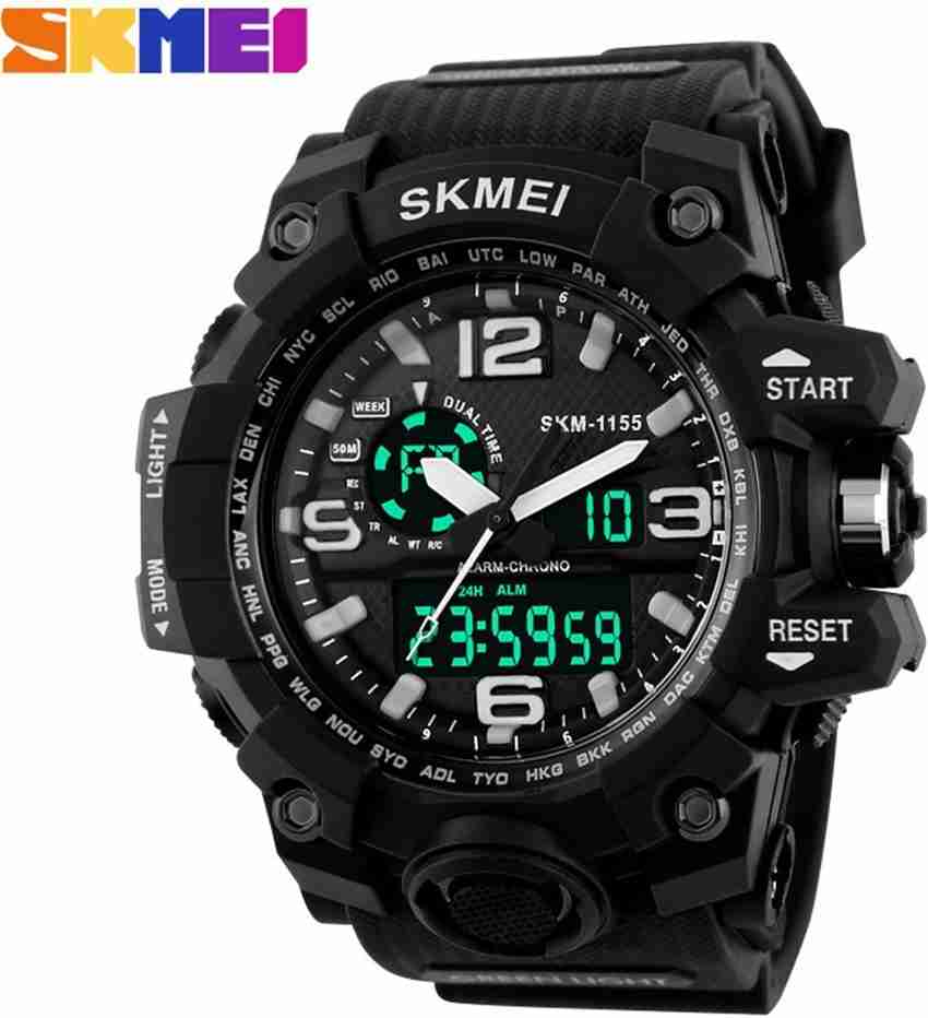 SKMEI SKMEI Analog Digital Watch For Men Buy SKMEI SKMEI Analog Digital Watch For Men SKM 1155 BLACK ATTRACTIVE ANALOGUE DIGITAL date watch for boys 2018 Online at Best Prices in India