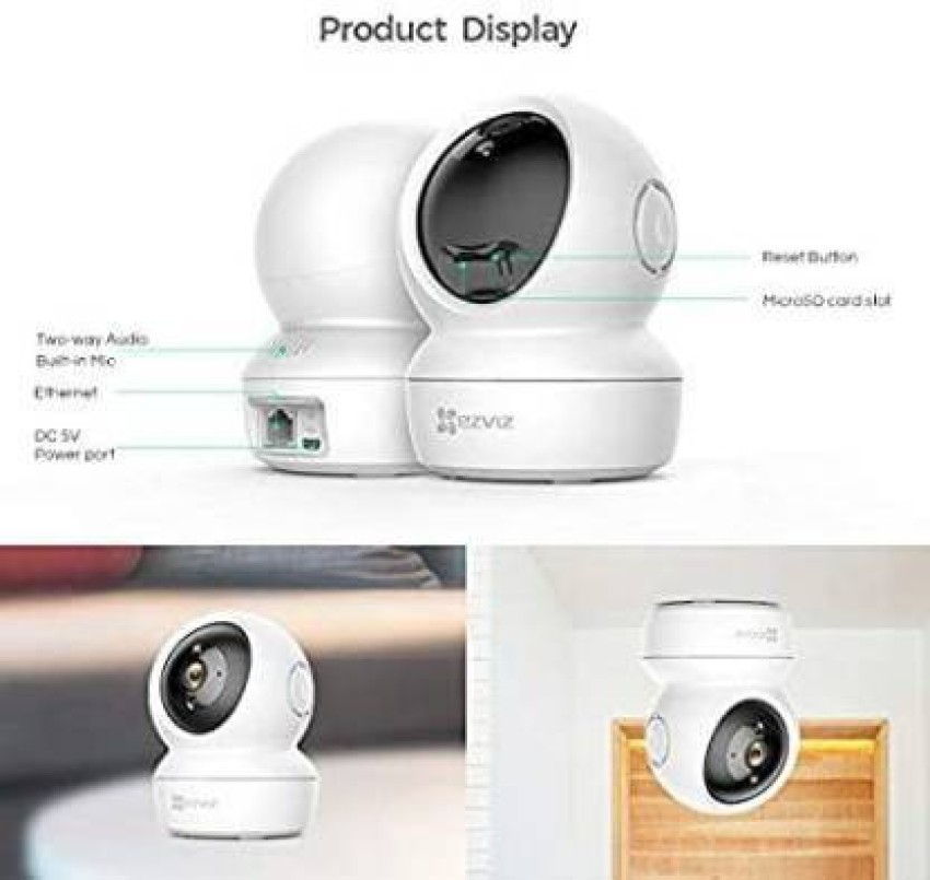 Buy Hikvision EZVIZ Wifi Indoor Home Security Baby Monitor Camera, 2 Way  Talk, 360 Degree PanTilt, Night Vision, Microsd Card Slot Upto 256Gb Works  With Alexa And Google, White Online at Best