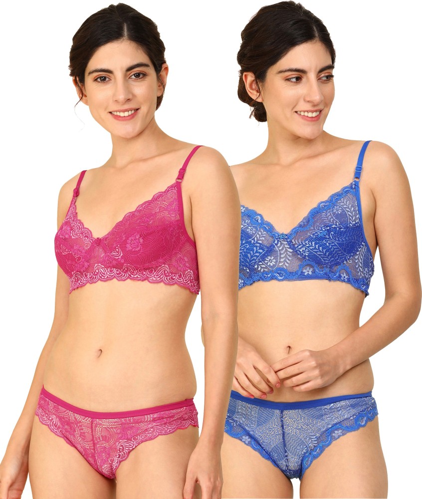 Cup's-In Pink::Blue Lingerie Set - Buy Cup's-In Pink::Blue Lingerie Set  Online at Best Prices in India
