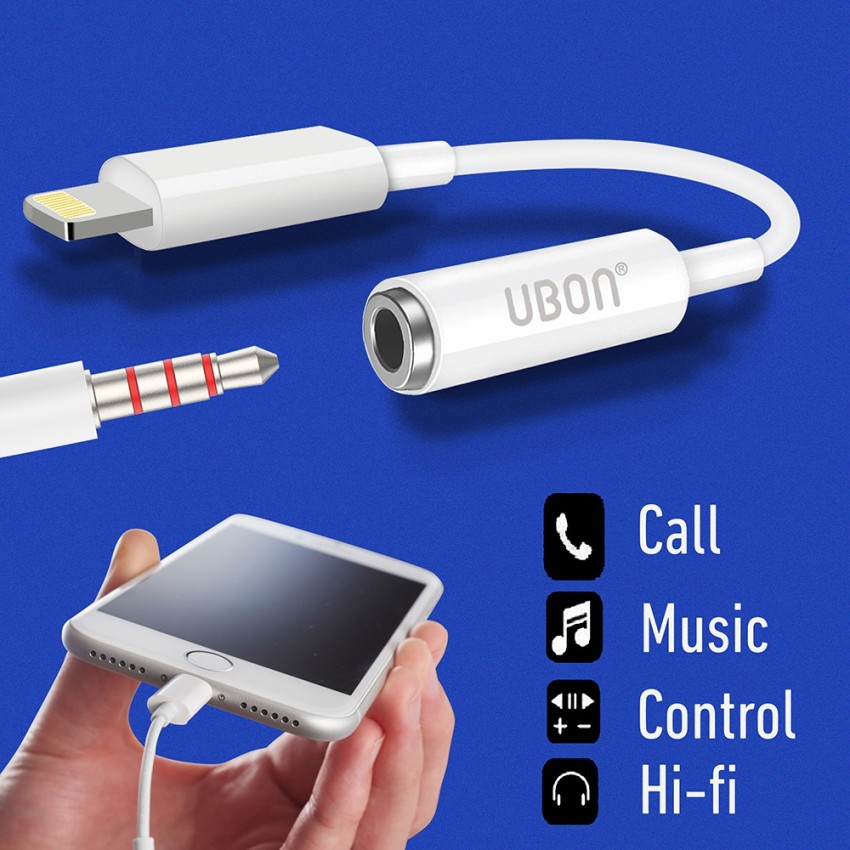 Uborn Lightning Cable 0.2 m LIGHTNING TO 3.5mm HEADPHONE JACK ADAPTER WITH  VOLUME BUTTON. - Uborn 