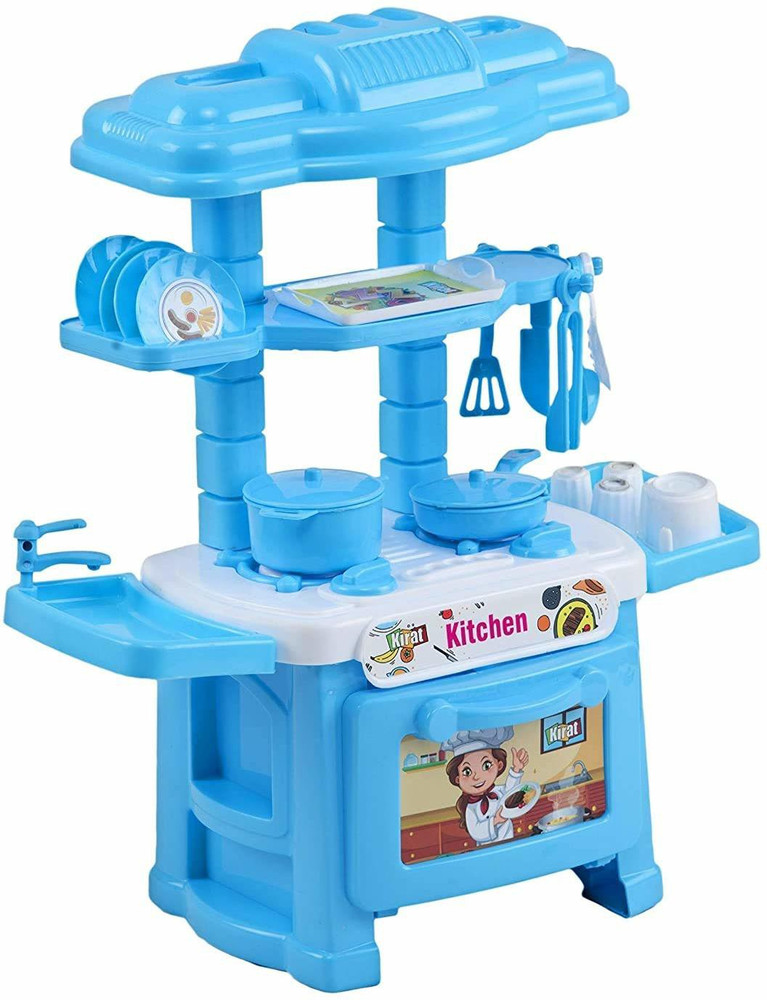 Muren Blue Kitchen Set for Kids Cooking Ware Kit Little Chef