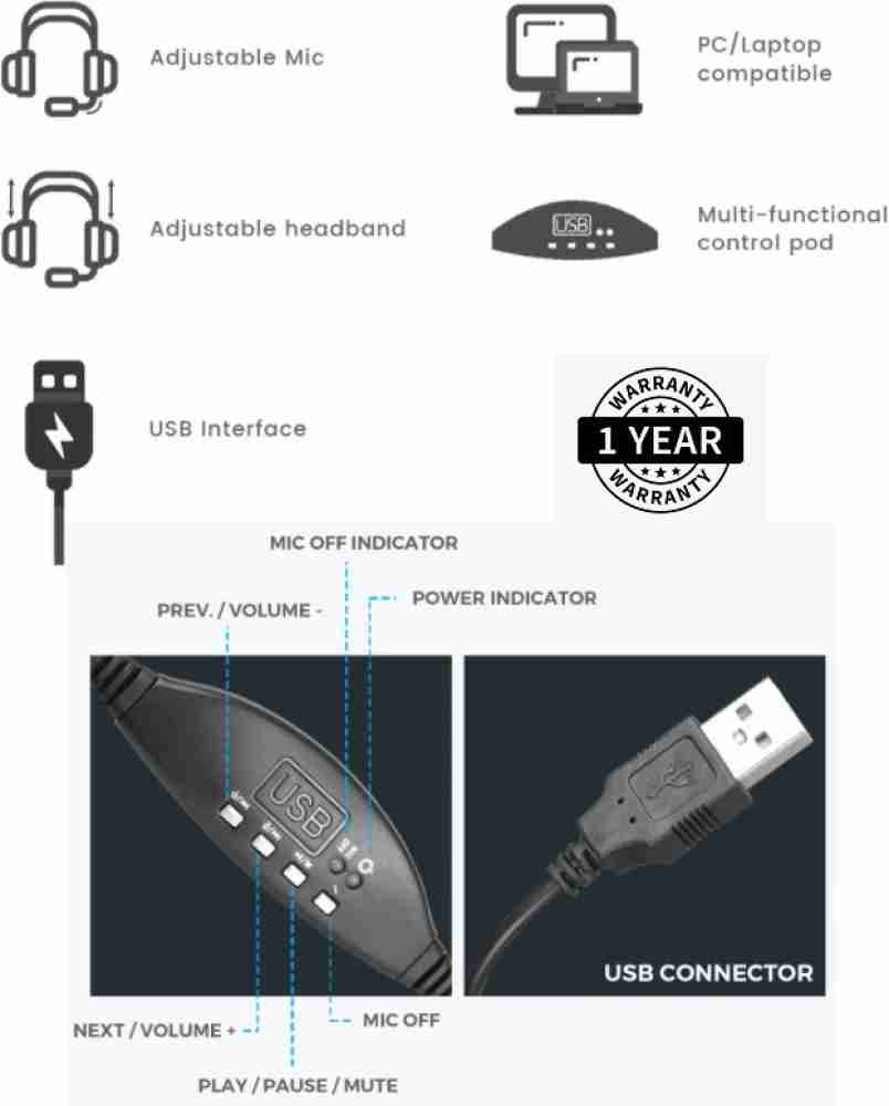 ZEBRONICS ZEB SUPREME USB WITH MIC Wired Headset Price in India