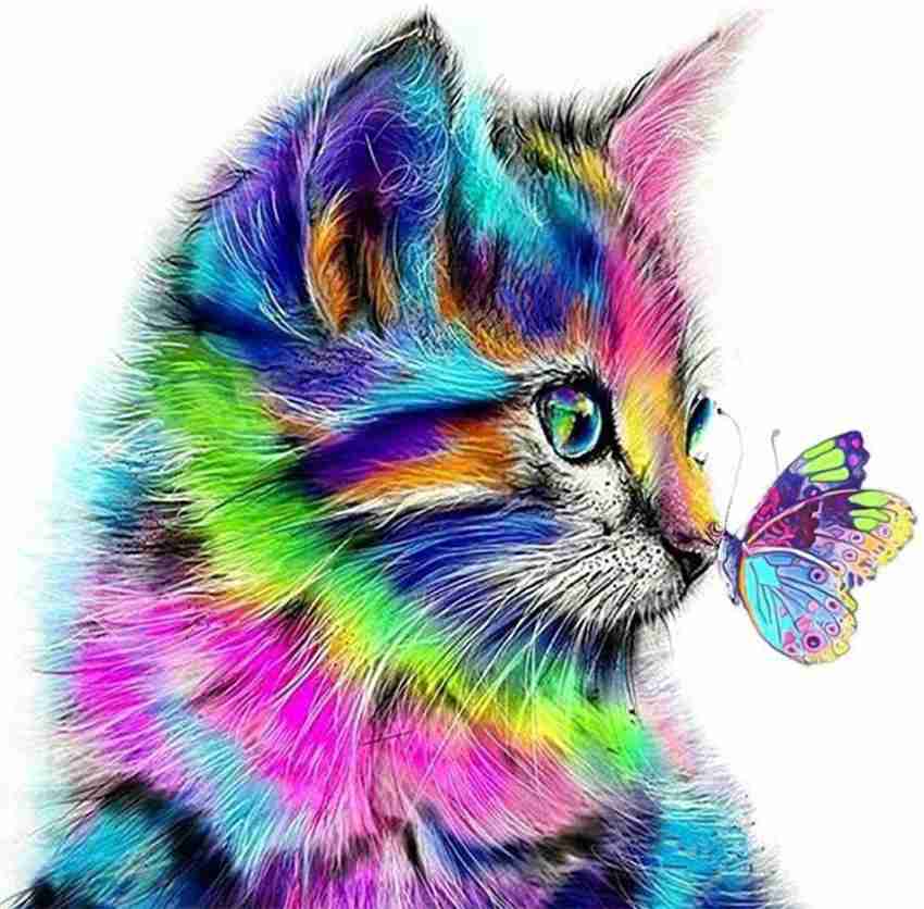 HASTHIP DIY 5D Diamond Painting Full Kits, Cat Butterfly  Crystal Rhinestone Embroidery Pictures Arts Craft Gift Included for Home  Wall Decor - 5D Diamond Painting Full Kits