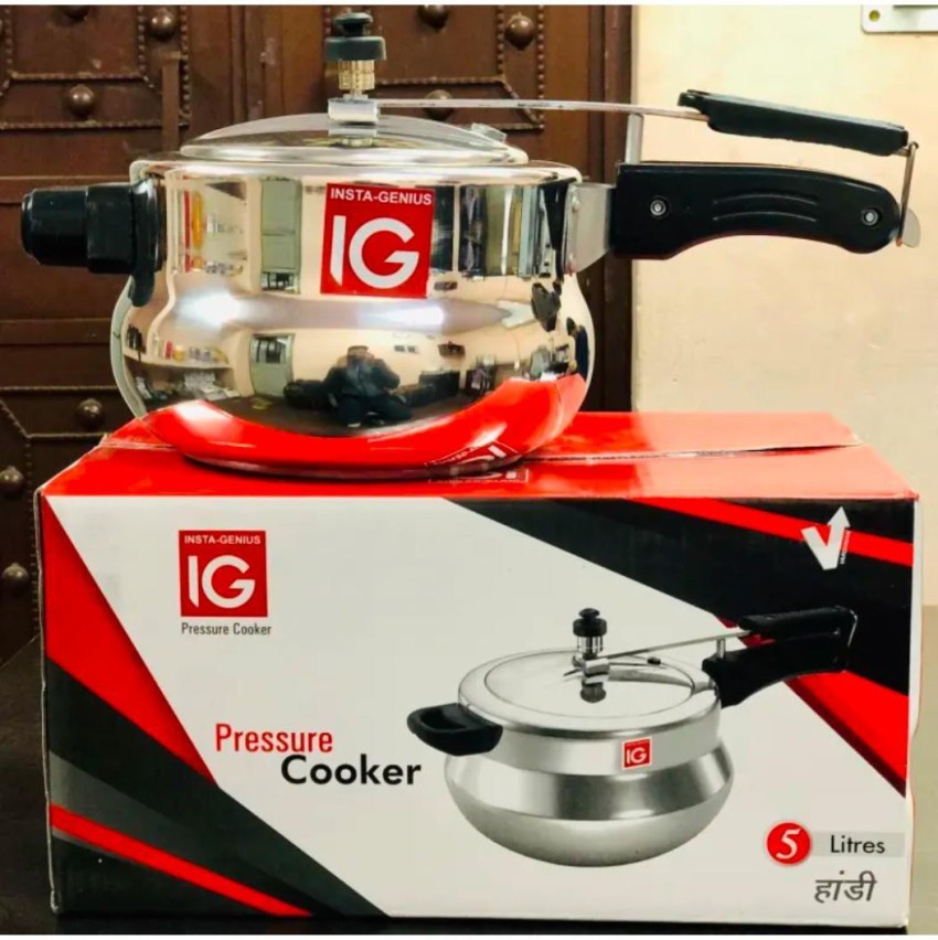 INSTA GENIUS 5000 L Inner Lid Induction Bottom Pressure Cooker Price in India Buy INSTA GENIUS 5000 L Inner Lid Induction Bottom Pressure Cooker online at Flipkart