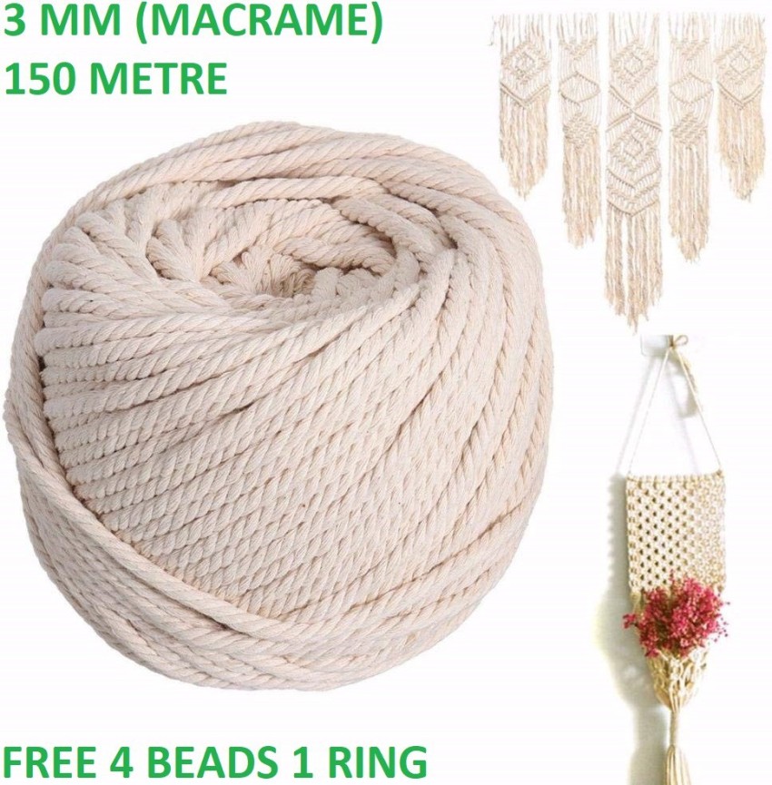 vmps 3MM (150 Meters) Cotton Cord Macrame Thread (Off-White) - 3MM (150  Meters) Cotton Cord Macrame Thread (Off-White) . shop for vmps products in  India.