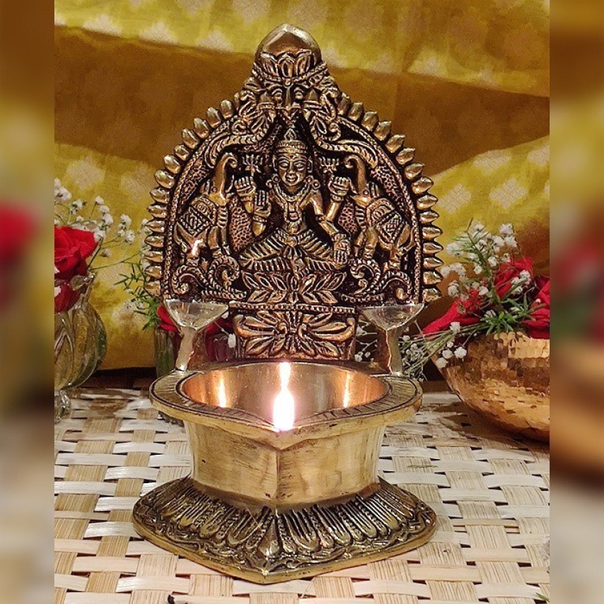 6 Inch Kamakshi Vilakku Diya - Handmade Brass lamp - Decorative Festive  Decor
