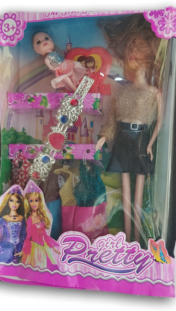 TWMA Pretty Barbie Girl Mom Child with Different set of dresses