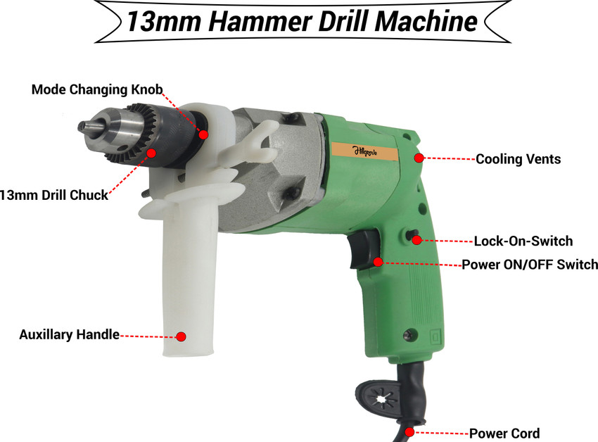 Hillgrove Multi Purpose Impact Drill Machine with Drill Bits for