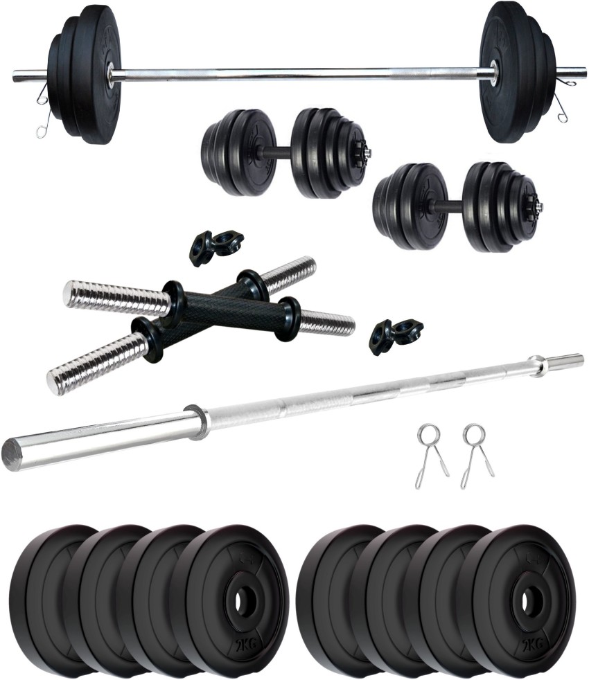 KRX 16 kg PVC 16 KG COMBO 9 with One 4 Ft Plain Rod and One Pair Dumbbell Rods Home Gym Combo Price in India Buy KRX 16 kg PVC 16