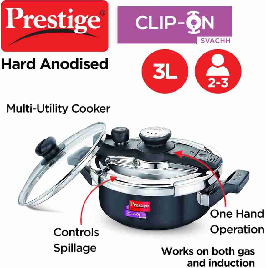 Prestige Svachh Clip on 3 L Outer Lid Induction Bottom Pressure Cooker