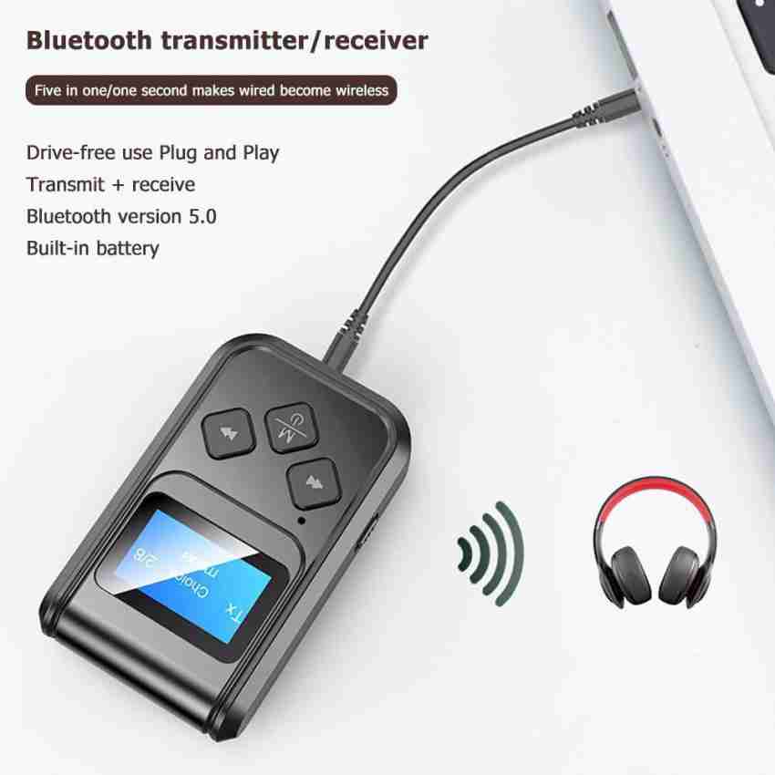 Bhavi TR 52 Bluetooth 5.0 Transmitter and Receiver with LCD Display, 3 in 1  USB Portable Visualization Bluetooth Adapter, 3.5mm Wireless Bluetooth  Adapter for PC, TV, PS4, Headphones, Home Stereo, Car Bluetooth