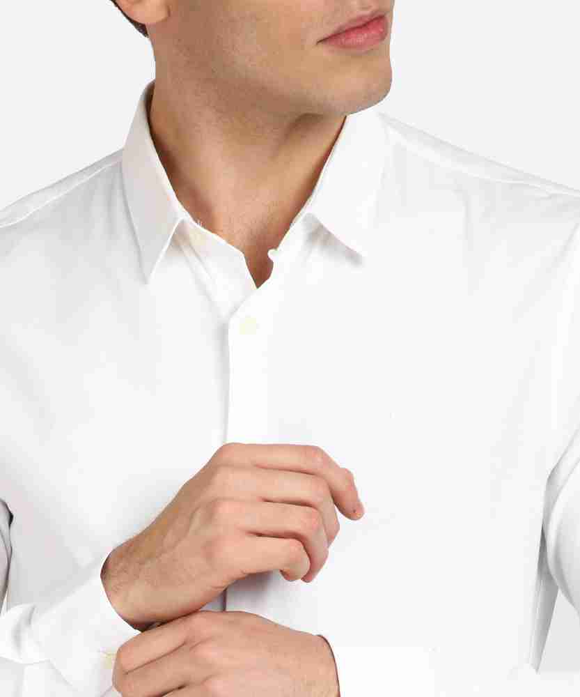 Calvin Klein Jeans Men Self Design Casual White Shirt - Buy Calvin