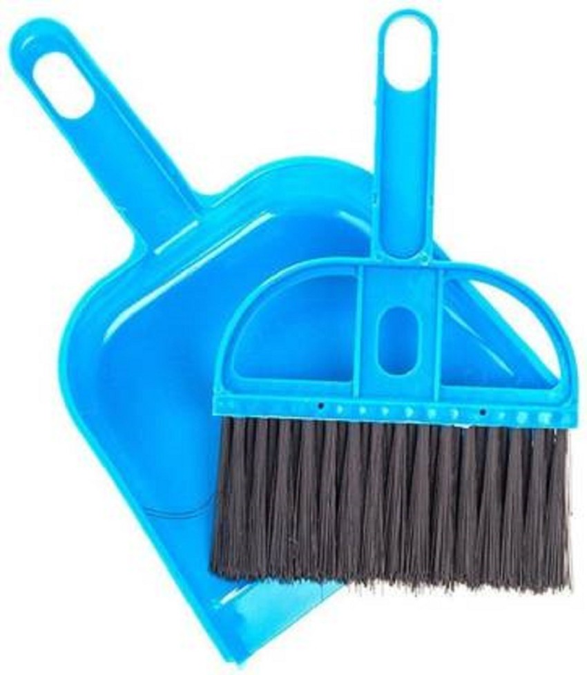 Mini Desktop Plastic Sweep Cleaning Brush Small Broom Dustpan Set (Blue)