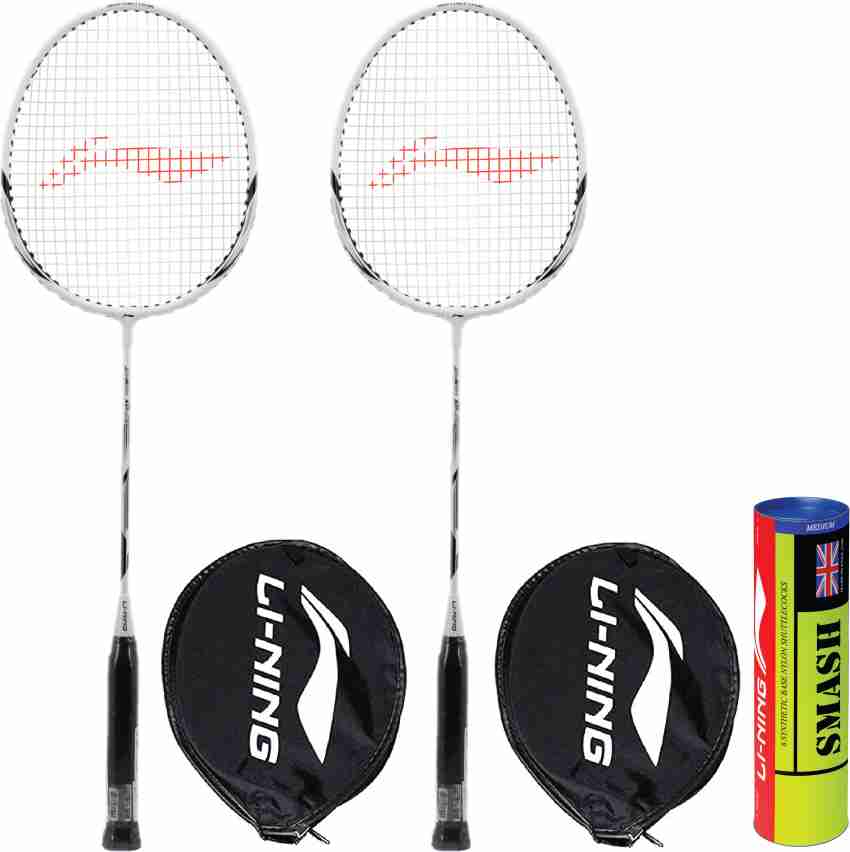 Li-Ning Super Smasher - Kit de bádminton (2 raquetas de Li-Ning y 6  volantes de nailon)