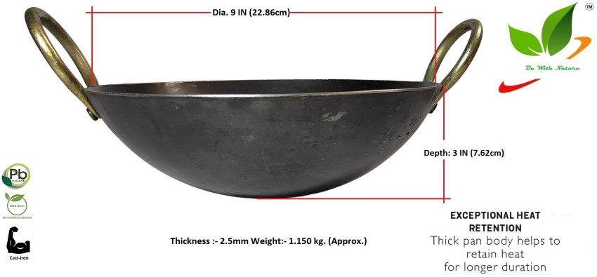 Indian Traditional Iron Wok, Iron Kadai For Cooking, Deep Frying