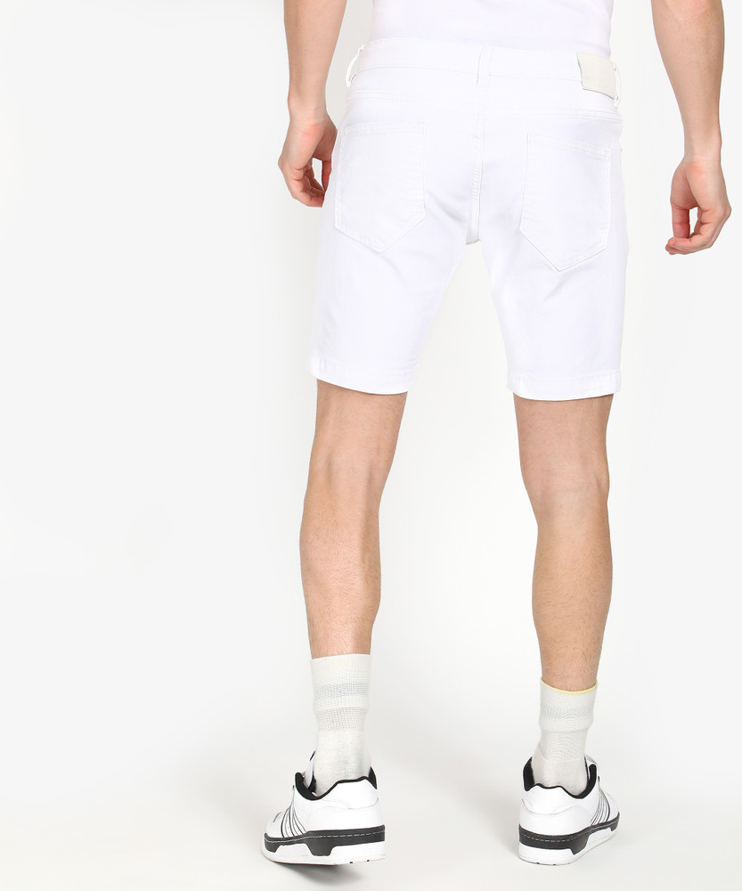 French Connection Solid Men White Denim Shorts Buy French
