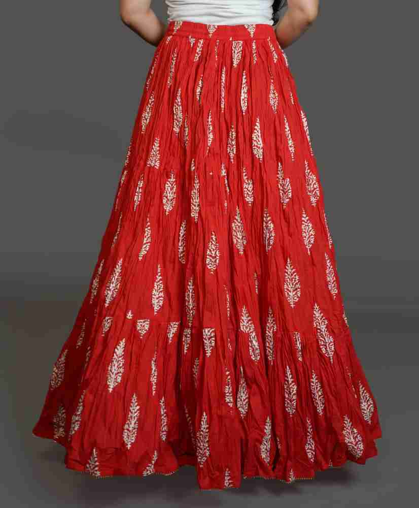 COTTON INDIA Printed Women Flared Red Skirt Buy COTTON INDIA