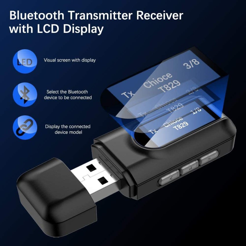 SEC TR 50 Bluetooth 5.0 Audio Transmitter Receiver with Display 2-in-1  Wireless Audio Adapter 3.5mm Bluetooth Transmitter for Car Audio TV PC  Headphones Home Stereo Car-USB Power Supply Bluetooth Price in India 