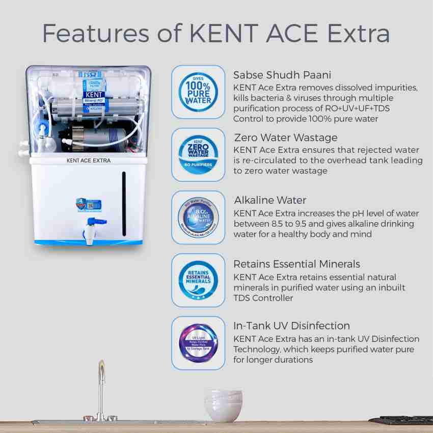 Buy KENT Crystal 11L RO + UV + UF + Alkaline + UV-in-tank + TDS