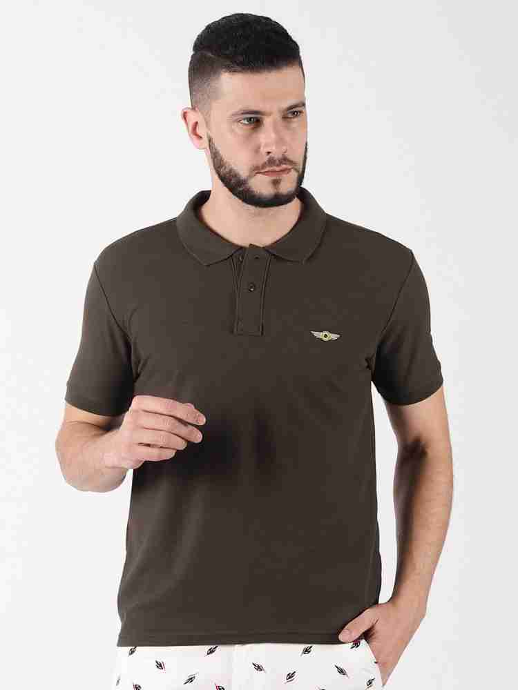 Solid Men 100% Cotton Super Combed Polo Neck Brown T-Shirt Half Sleeve