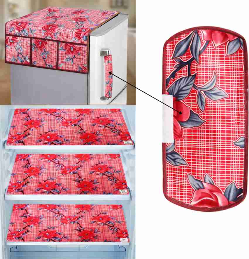 Buy E-Retailer Exclusive Combo Set of Appliances Cover (1 Pc. of Fridge Top  Cover, 2 Pc. of Refrigerator Handle Cover and 4 Pc. Of Refrigerator Mat/ Fridge Shelf Mat) (Color- Multi, Design-Printed, Set