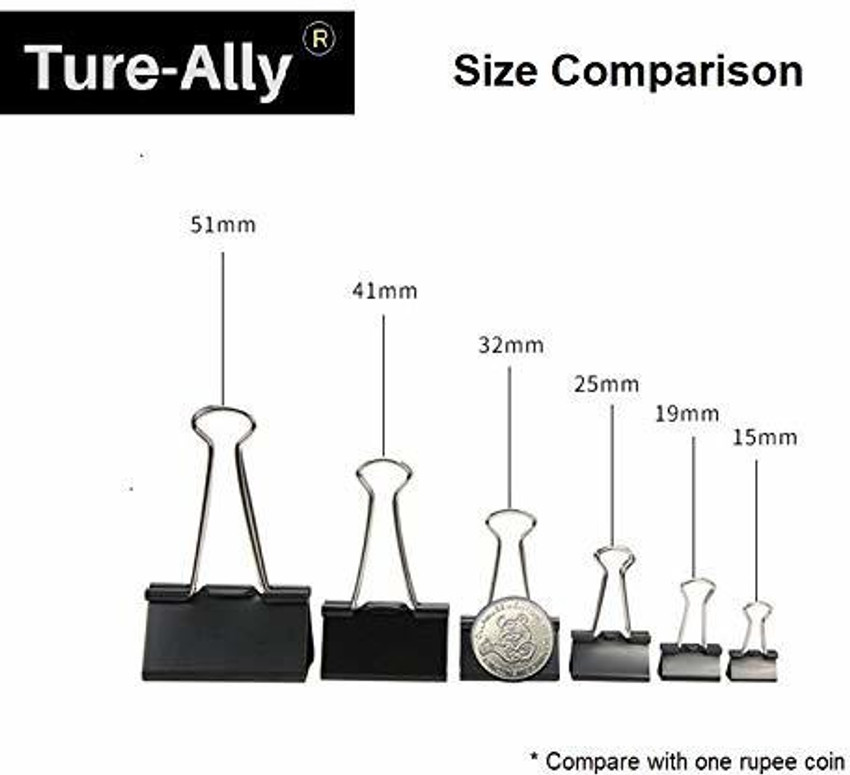 Flipkart True Ally Big 41 mm Size Paper Binder Clip clamp for Office Home School Institutions Pack of 24 Clips Capacity 150 Pages Big Steel Binder