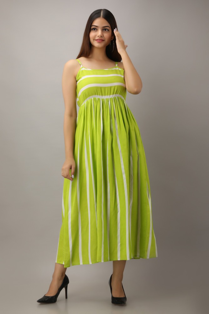 ROOP RANG APPARELS Women Fit and Flare Light Green Dress