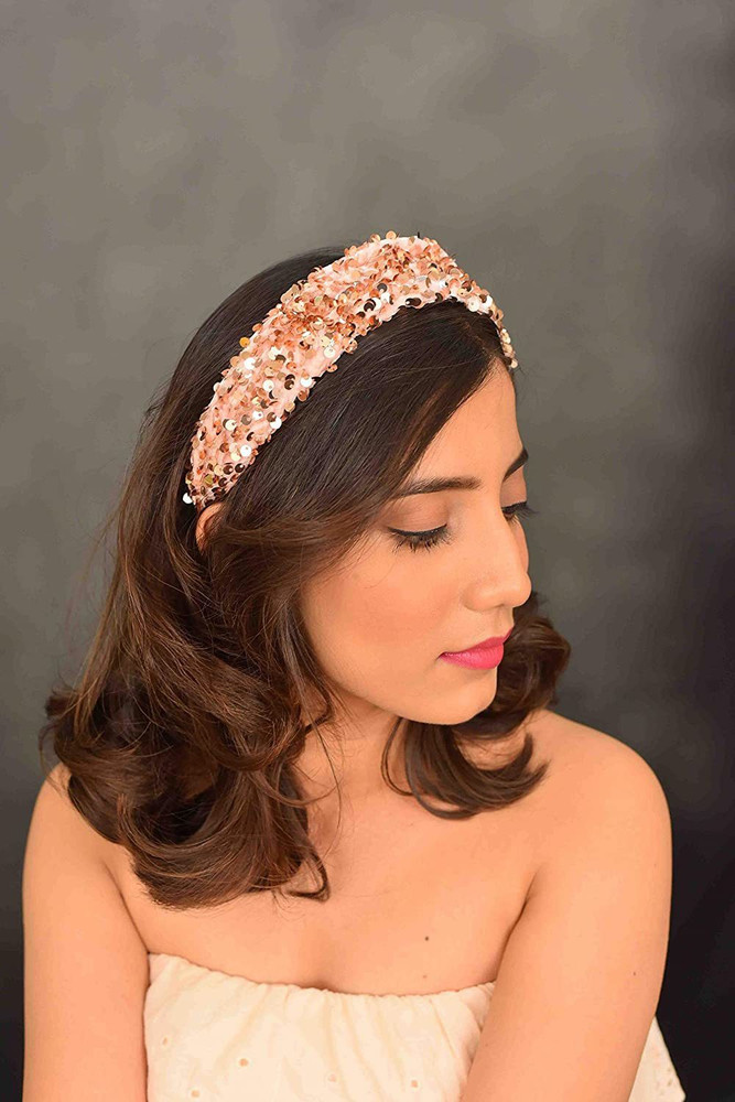 tirupaticollection Sequence Glittery Shining Cross Knot Bow Turban