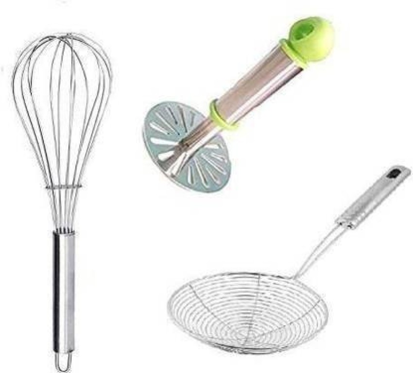 PREMIUM Stainless Steel Wire Whisk Durable Kitchen Manual Egg Beater (3  Pcs) Set