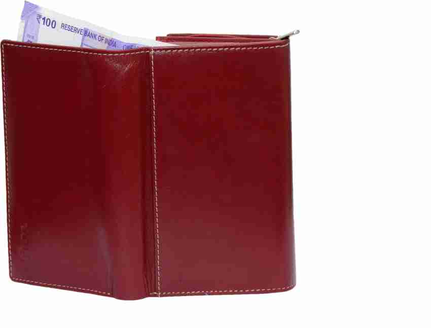 TOUGH Women Casual Maroon Genuine Leather Wallet