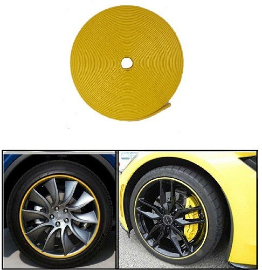 ACCESSOREEZ Alloy Wheel Edge Ring Rim Protectors Tyres Tire Guard Rubber  Moulding-yellow Wheel Cover For Universal For Car Universal For Car (14 cm) Wheel  Cover For Universal For Car Universal For Car