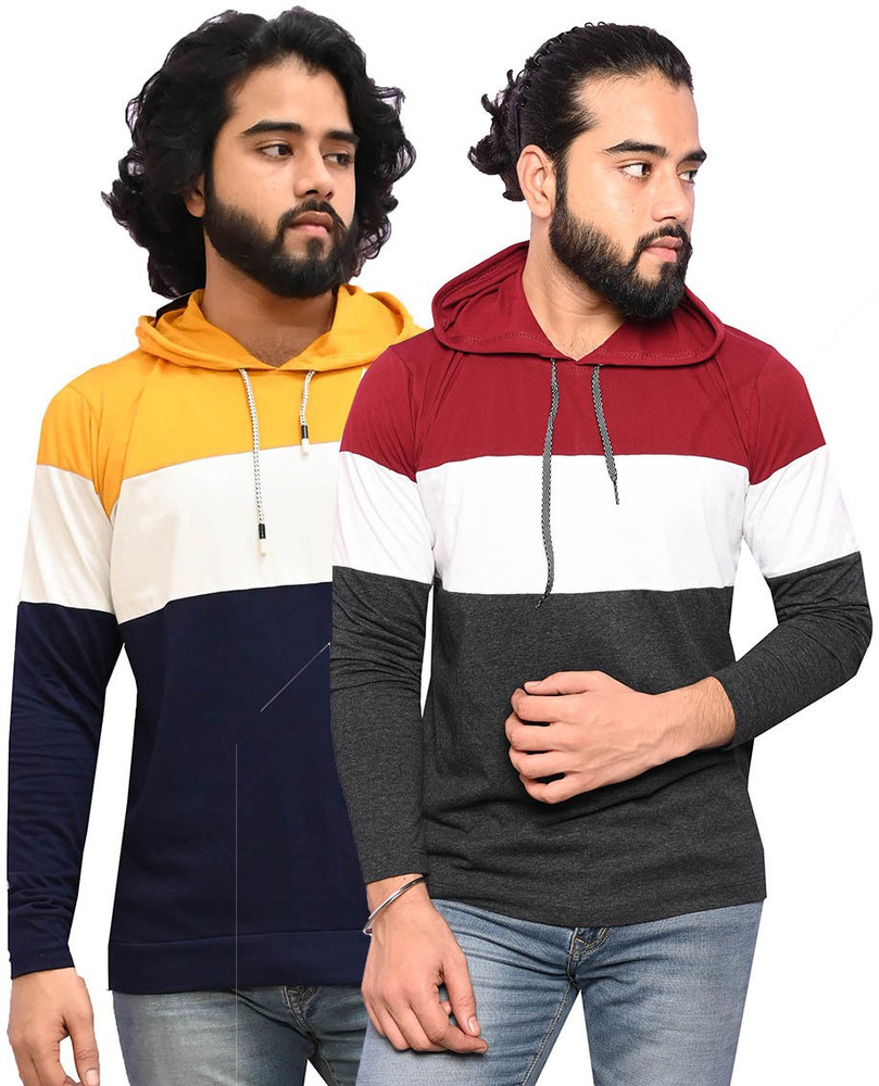 Himgiri International Colorblock Men Hooded Neck Multicolor T Shirt