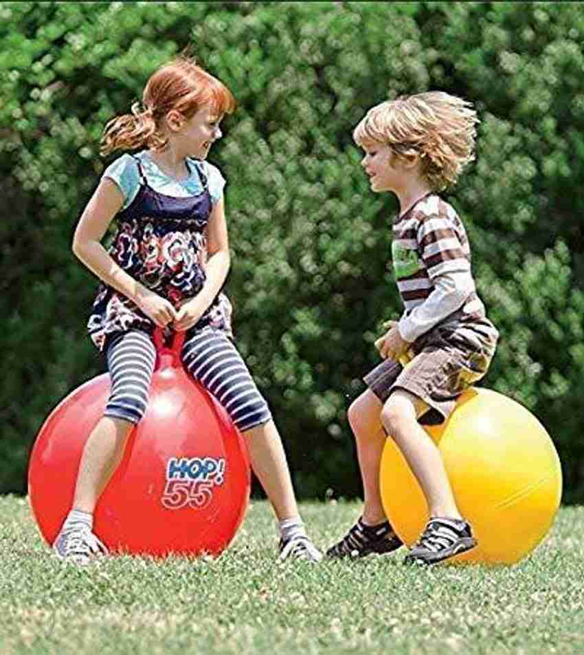QUALIMATE Hop Ball for Kids Space Hopper Jump N Bounce Handle Ride
