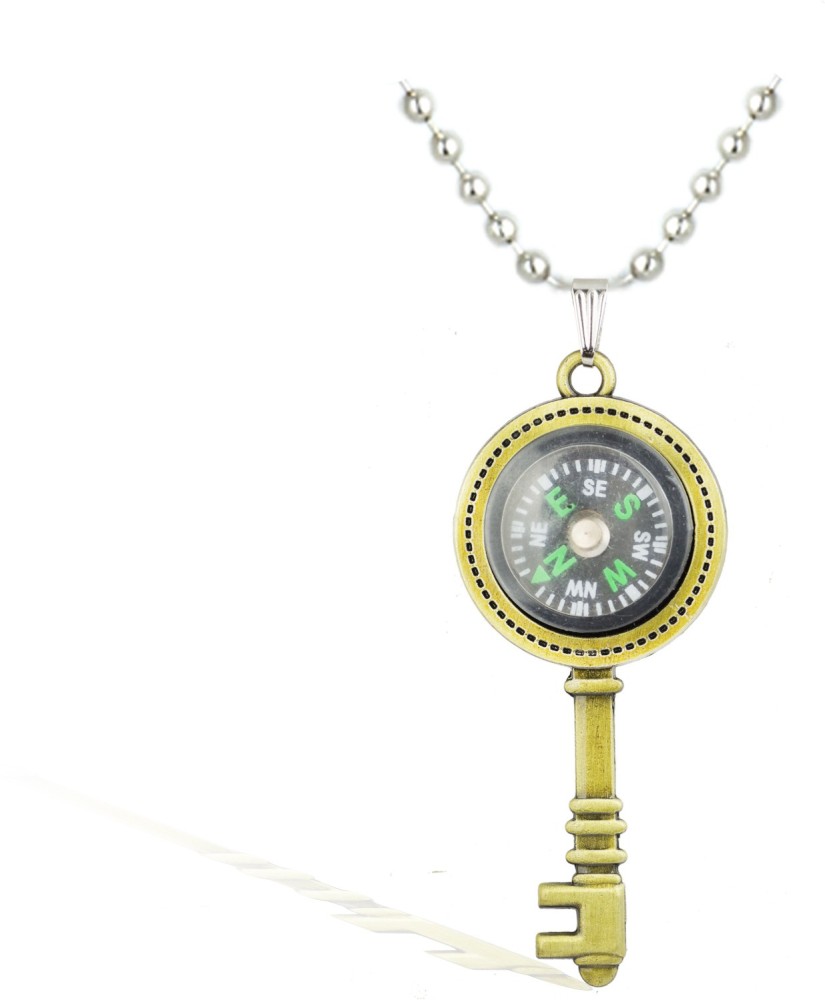 Waama Jewels Key Compass Pendant for Boys & Girls. Silver