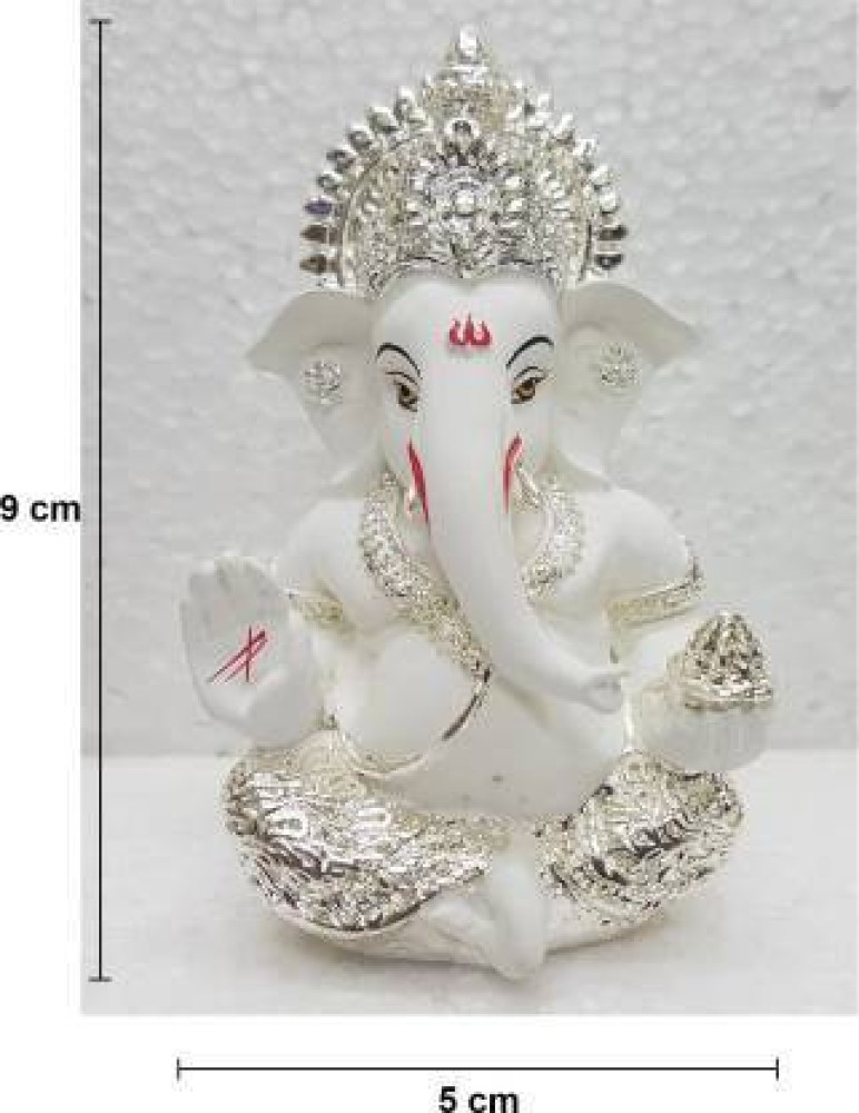 Buy Gold Art India Silver plated White Ganesha for Car Dashboard