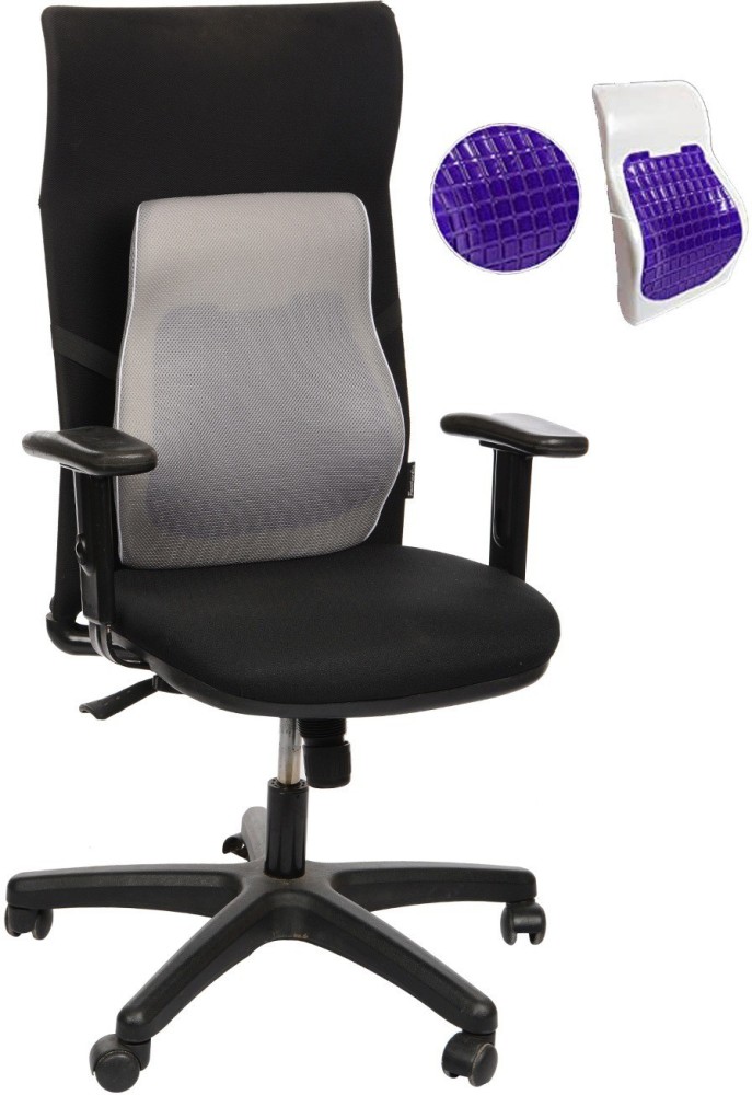Fitness India Black Chair Backrest Cushion - Memory Foam For Back Support,  Size: Large