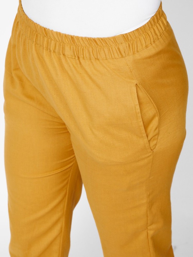 Molcha Slim Fit Women Yellow Trousers - Buy Molcha Slim Fit Women