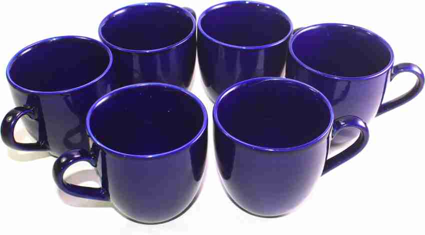 Italian Plain Premium Glass Tea cup Set with Handle - Set Of 6 pcs - 160 Ml