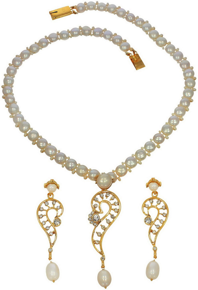 CHANDRANI PEARLS Alloy White Jewellery Set Price in India Buy