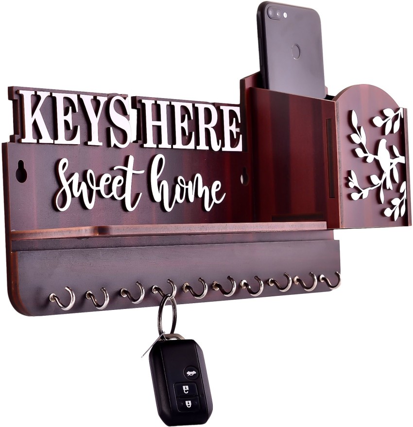 Sehaz Artworks Decorative Metal Wall Hooks for Keys | 7 Hook Hot-Coffee  Wall Rack | Hooks Rack/Holder for Kitchen Utensil | Wall Mounted Key Holder