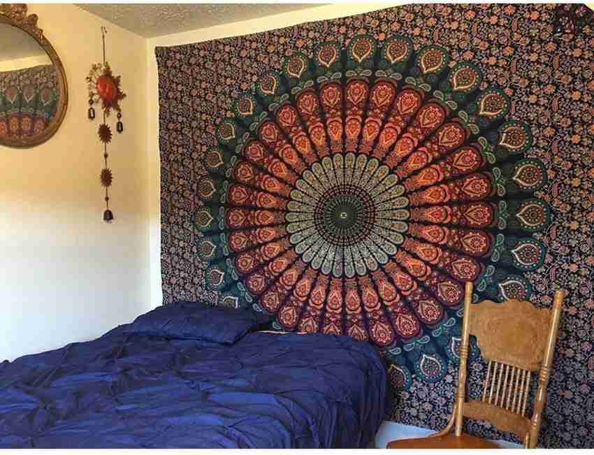 Blue Multi Indian Ombre Mandala Wall Tapestry Hippie Bedding