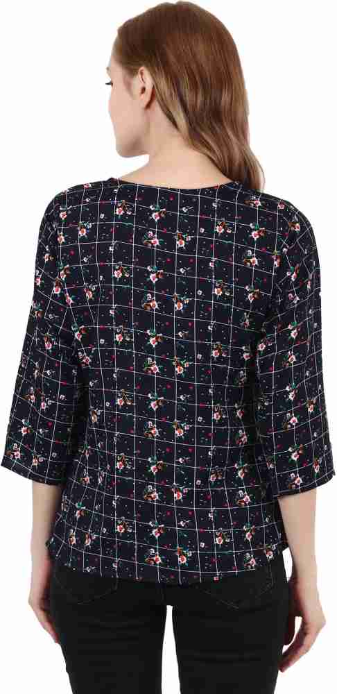 Coral Creation Casual 3/4 Sleeve Floral Print Women Blue Top - Buy Coral  Creation Casual 3/4 Sleeve Floral Print Women Blue Top Online at Best  Prices in India