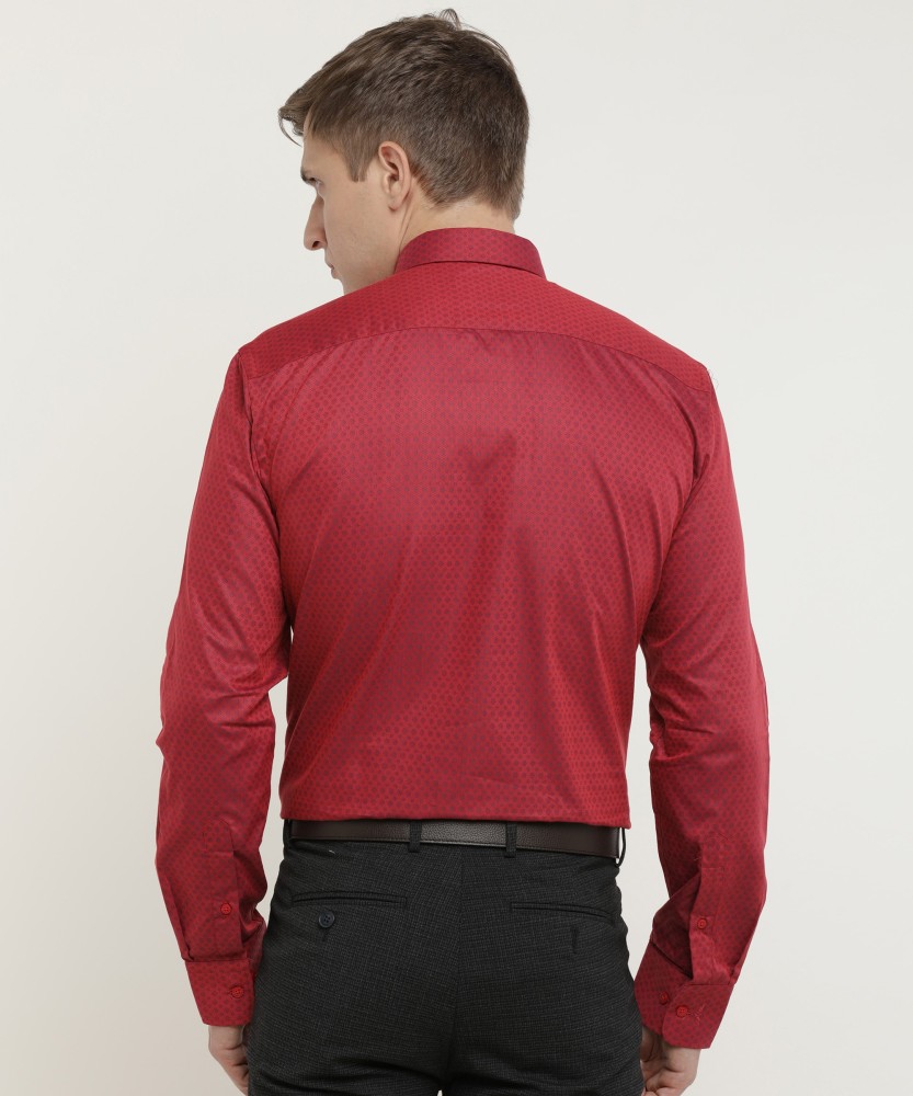 red shirt and black pant formal