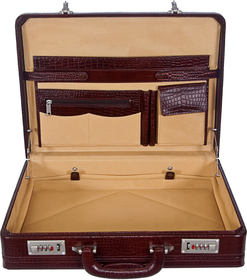 ZINT MEN HARD EXPANDABLE BRIEFCASE GENUINE LEATHER ATTACHE DOCTOR