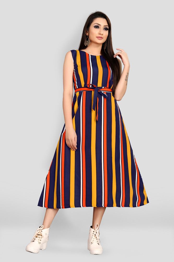 MAA FAB Women Maxi Orange Dress