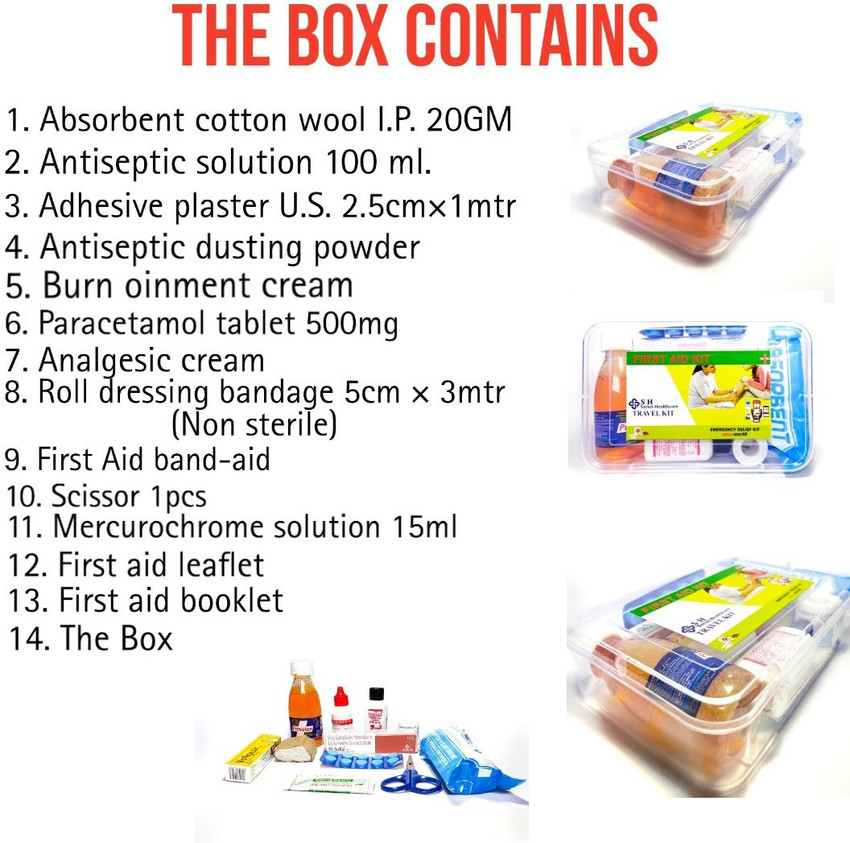 First aid top box contains