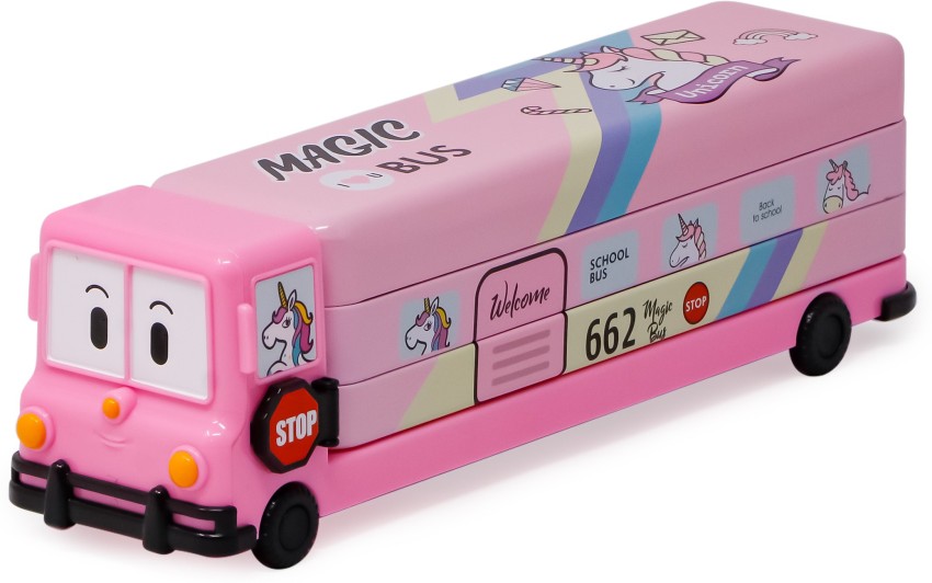 Pencil Box for Kids Bus with Moving Tyres