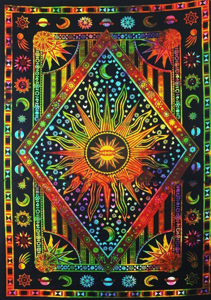 Art World Dimond Sun Moon Stars Tie Dye Mandala Tapestry Price in India Buy Art World Dimond Sun Moon Stars Tie Dye Mandala Tapestry online at Flipkart