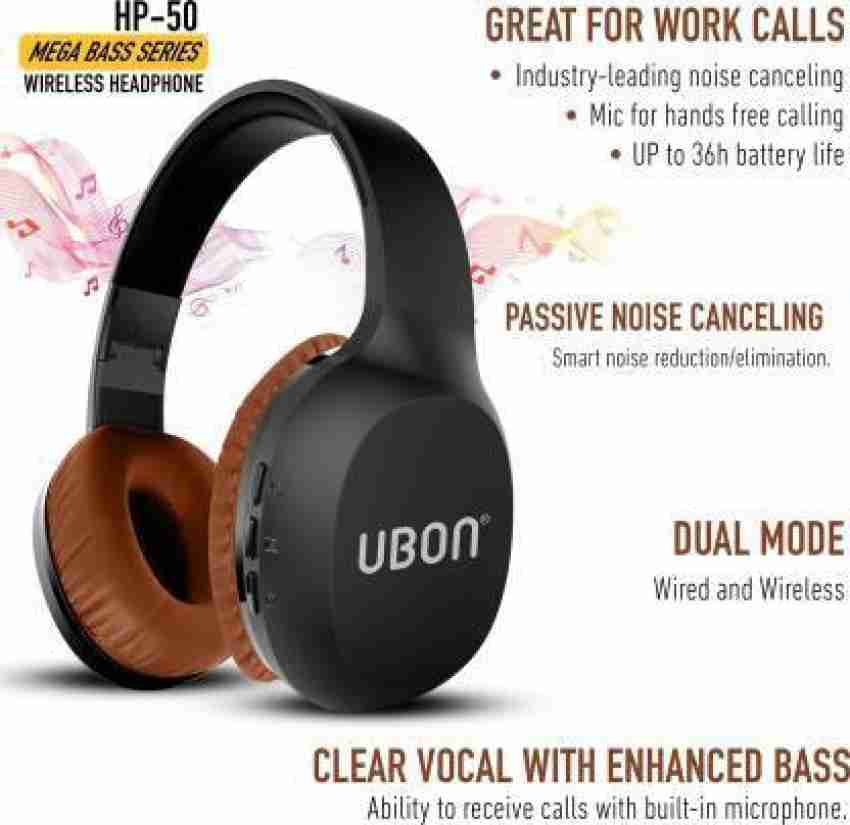 Ubon HP 50 MEGA BASS WIRELESS BLUETOOTH HEADPHONE WITH 36 HRS